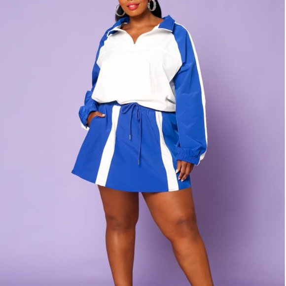 Blue + White Windbreaker Skirt Set - Picture 1 of 1